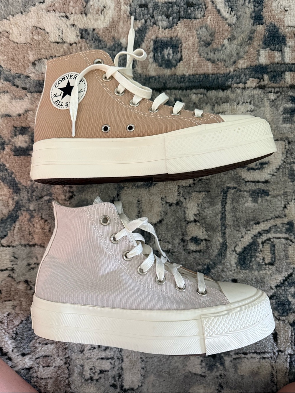 Converse High Top Sneakers in Cream and Light Pink - Picture 3 of 7